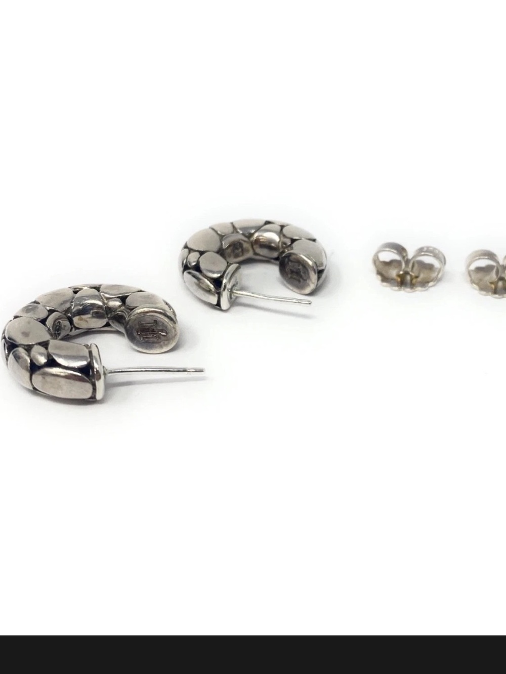Authentic John Hardy Kali  Pebble Earrings 925 Sterling Silver Hoop - Picture 2 of 6